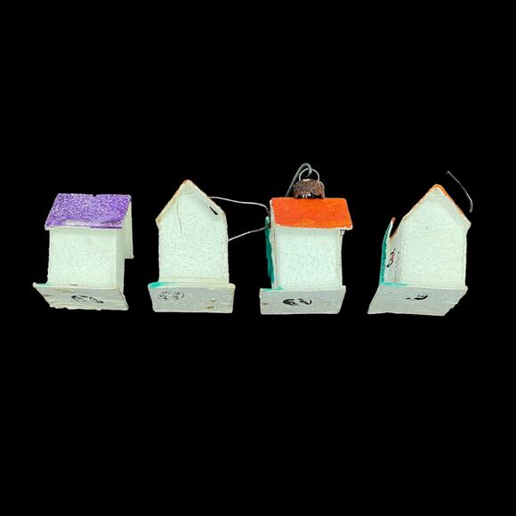 Putz Sugar House Japan Cardboard Glitter House Small Ornament Lot of 4 Vtg READ - Picture 3 of 16